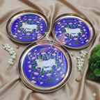 Elegant brass plates with timeless Pichwai design | perfect for pooja and gifting