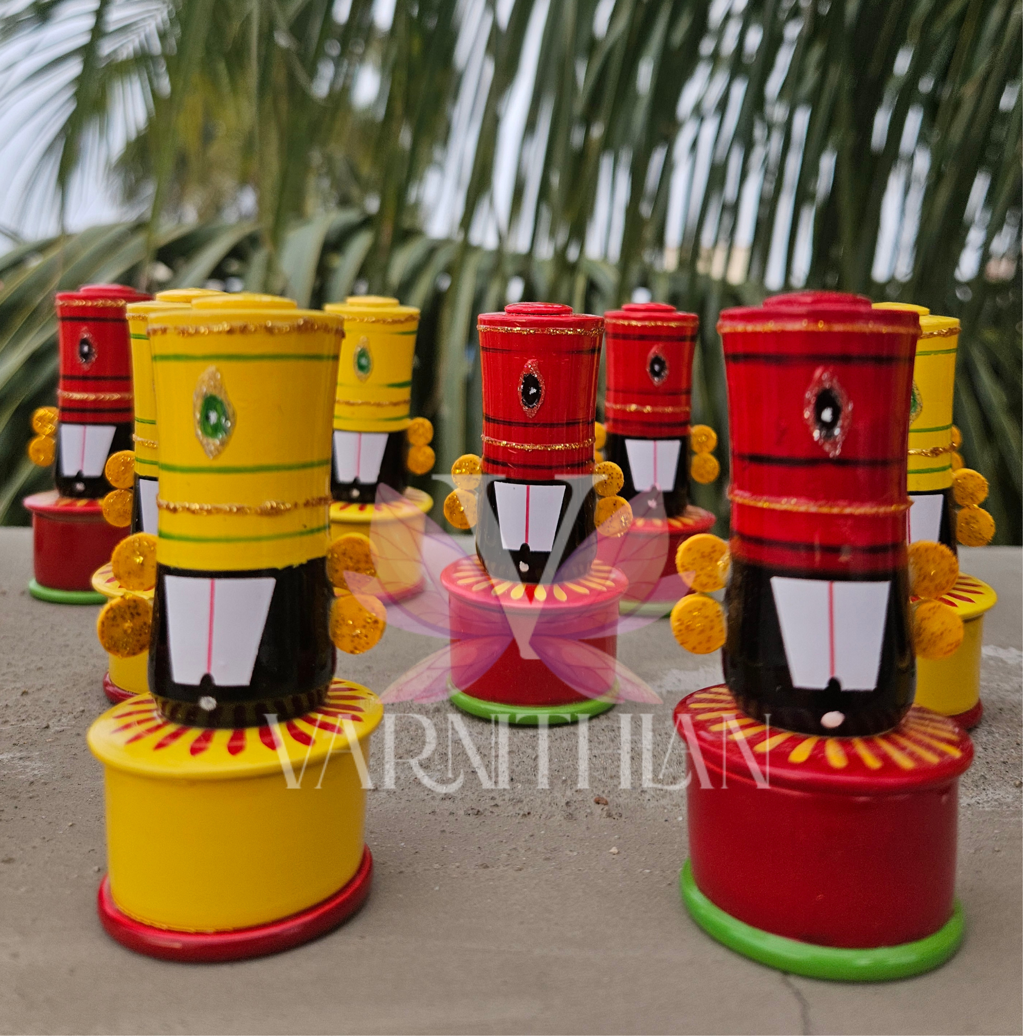 Handmade Etikoppaka Wooden Perumal Manjal Kumkum Holder | Best Return Gift Option Sold as Pair