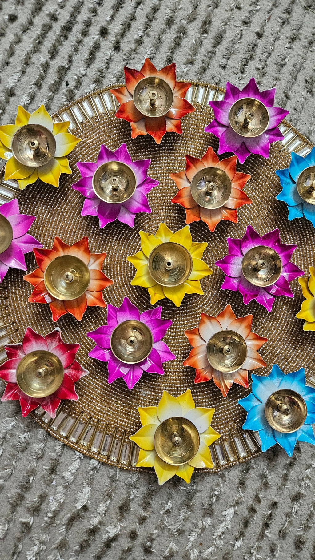 Brass Diya (Multi color) Sold as pair